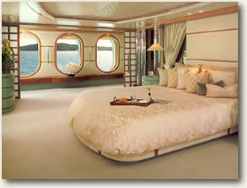 Master Stateroom on Luxury Mega Yacht Charters