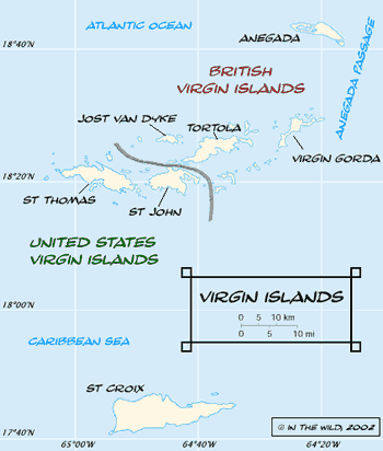 map of USVI and BVI Yacht Charter Destination