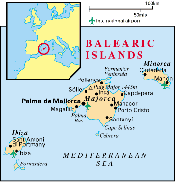 Map Balearic Islands, Spain