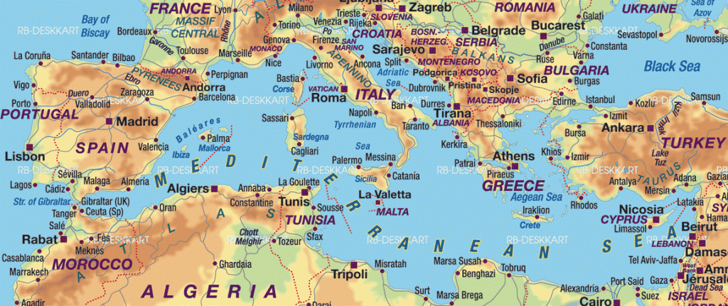 Mediterran Yacht Charter Holidays Destination Map