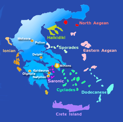 Map Greece Mediterranean Yacht Charter Holidays Greek Islands