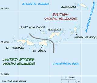 US and British Virgin Islands Sailing Vacation Map